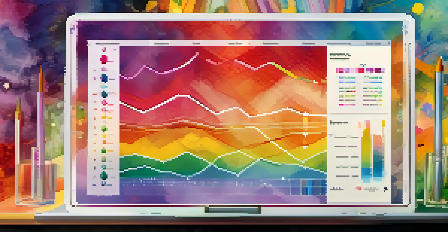 A mobile app interface displaying metrics for tracking hallucinogenic experiences, with colorful graphs and mood ratings on a vibrant watercolor background.