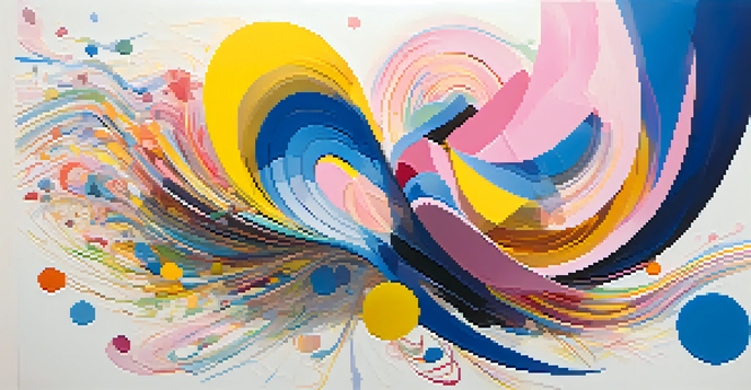An abstract artwork showcasing a blend of colors and shapes that represent the sensory phenomenon of synesthesia, with musical notes integrated into the design.