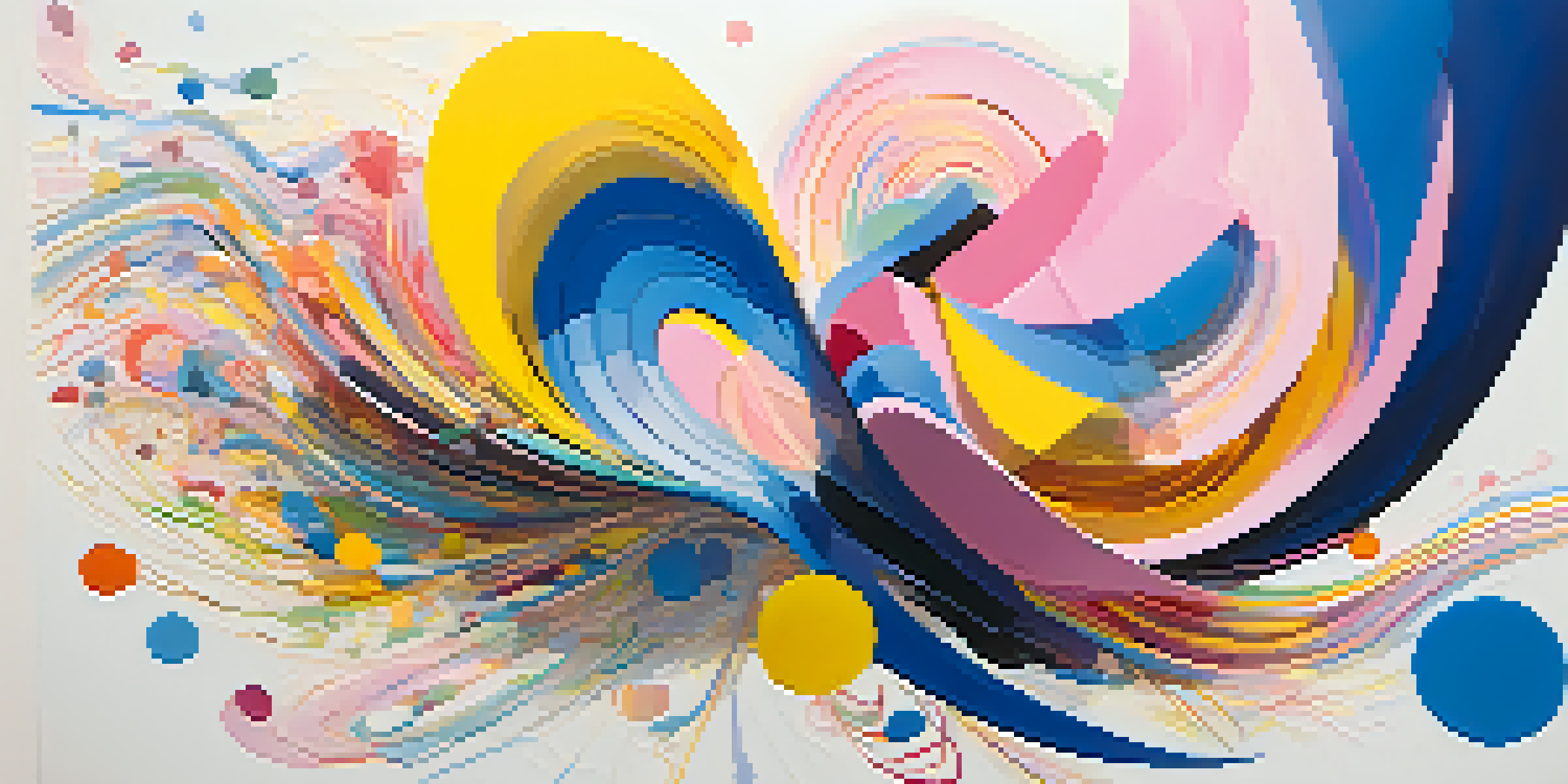 An abstract artwork showcasing a blend of colors and shapes that represent the sensory phenomenon of synesthesia, with musical notes integrated into the design.