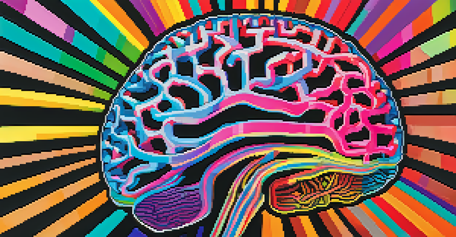 A detailed brain scan illustration showing vibrant colors and patterns representing increased connectivity in the brain.