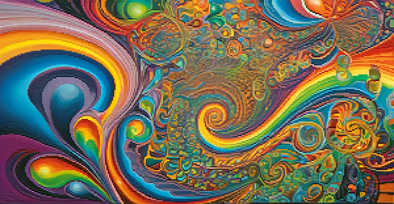 An abstract image depicting vibrant colors and swirling patterns, representing a psychedelic mind journey.