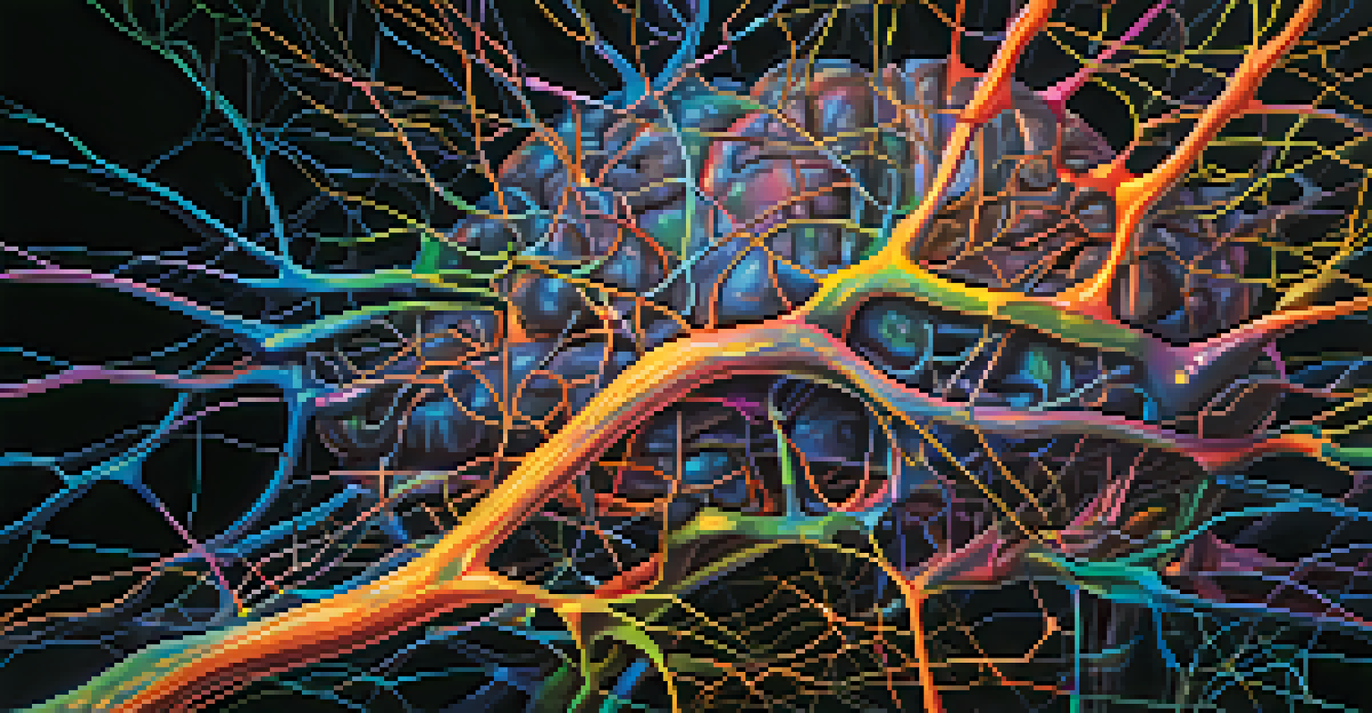 An abstract image of a brain with glowing neural connections on a dark background.