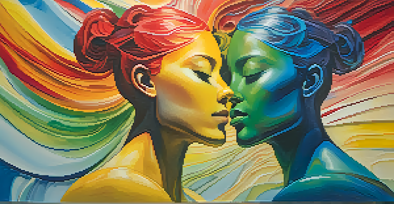 An abstract image showing swirling colors representing different emotions with a silhouette of a person at the center.