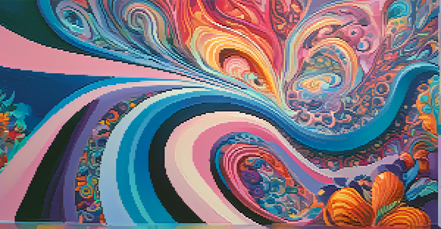 A colorful abstract image representing a psychedelic experience with swirling patterns and natural elements.