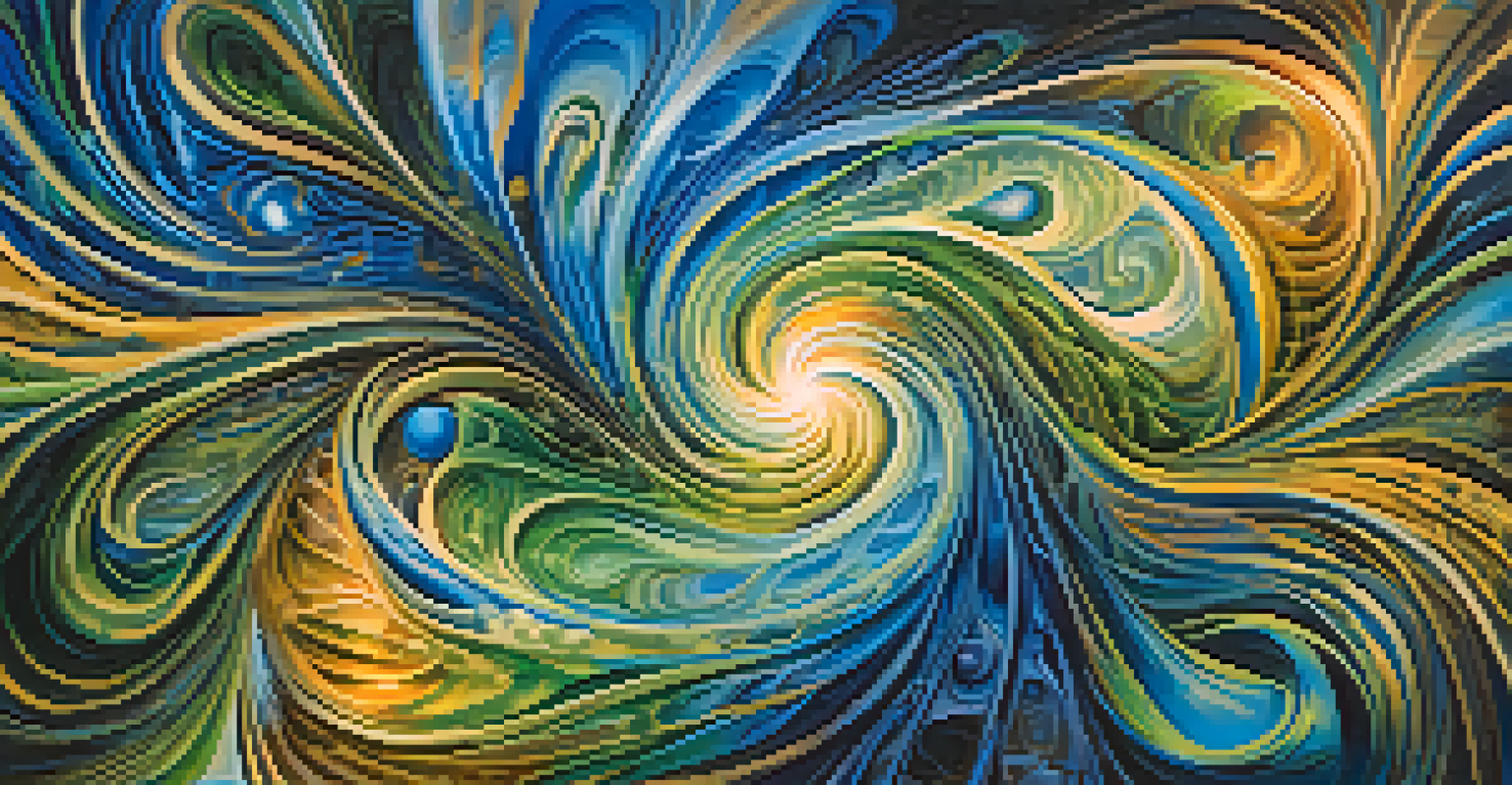 An abstract image depicting interconnectedness with swirling vibrant colors and intricate patterns.