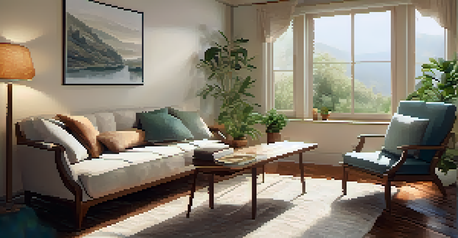 A therapist and client sitting in a cozy room filled with plants, engaged in a heartfelt discussion with a supportive atmosphere.