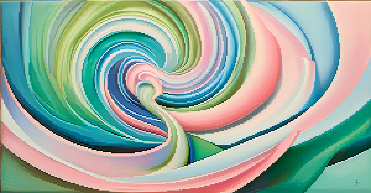 An abstract art piece with swirling pastel colors symbolizing interconnectedness and harmony.