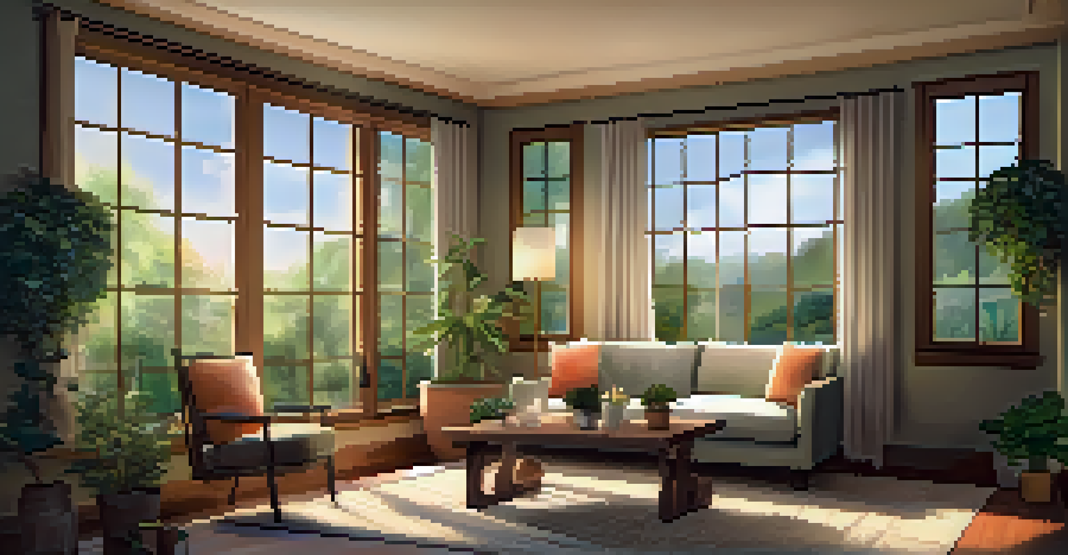 A cozy therapy room with soft lighting, comfortable seating, and calming decor.