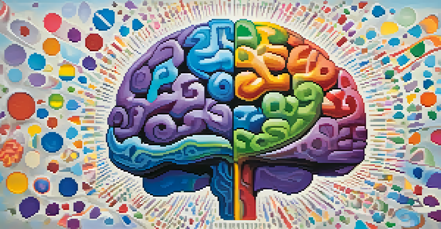 An artistic depiction of a brain surrounded by colorful abstract shapes symbolizing creativity.