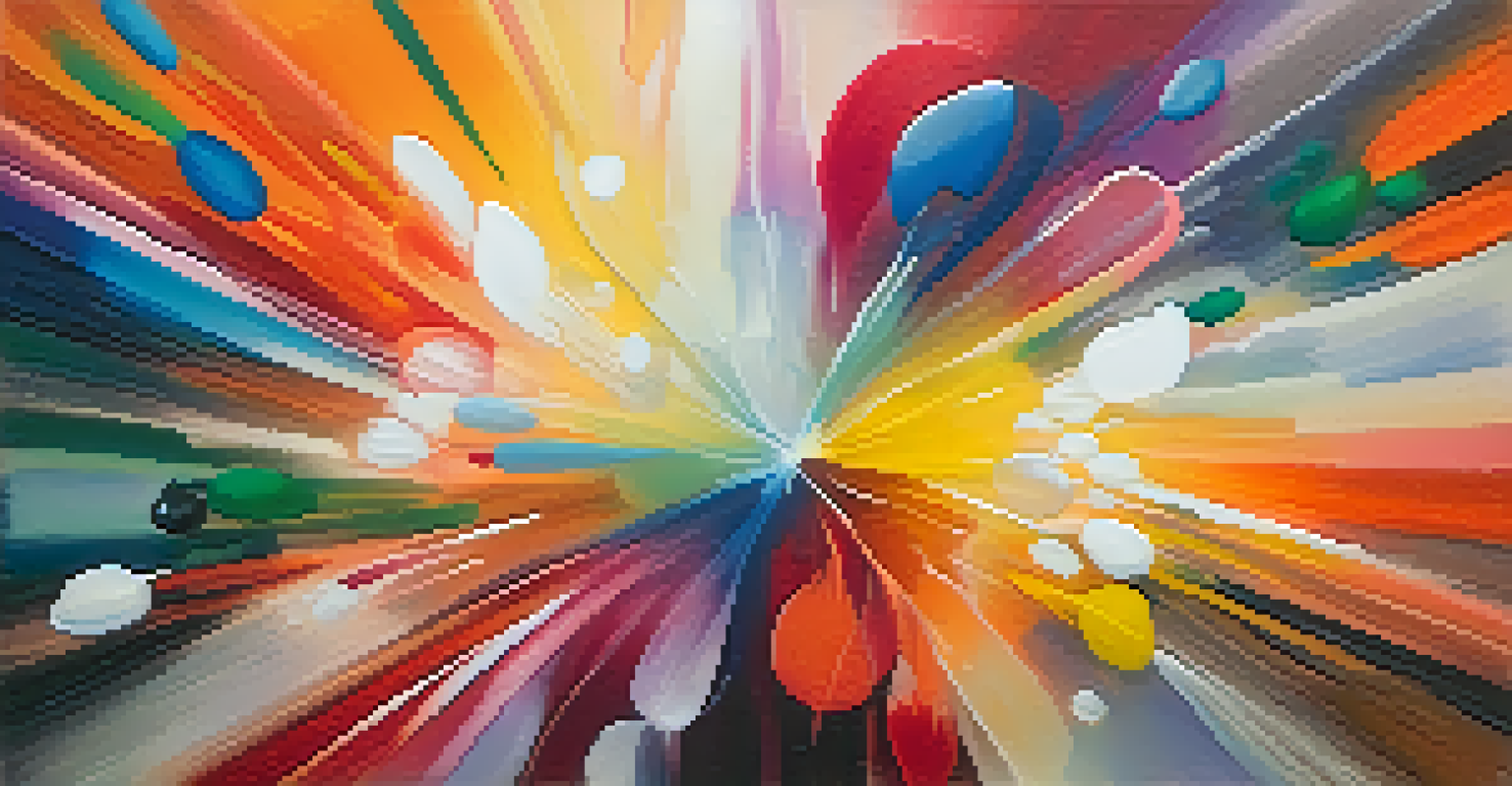 An abstract art piece illustrating emotional healing with bright colors and soft brush strokes.
