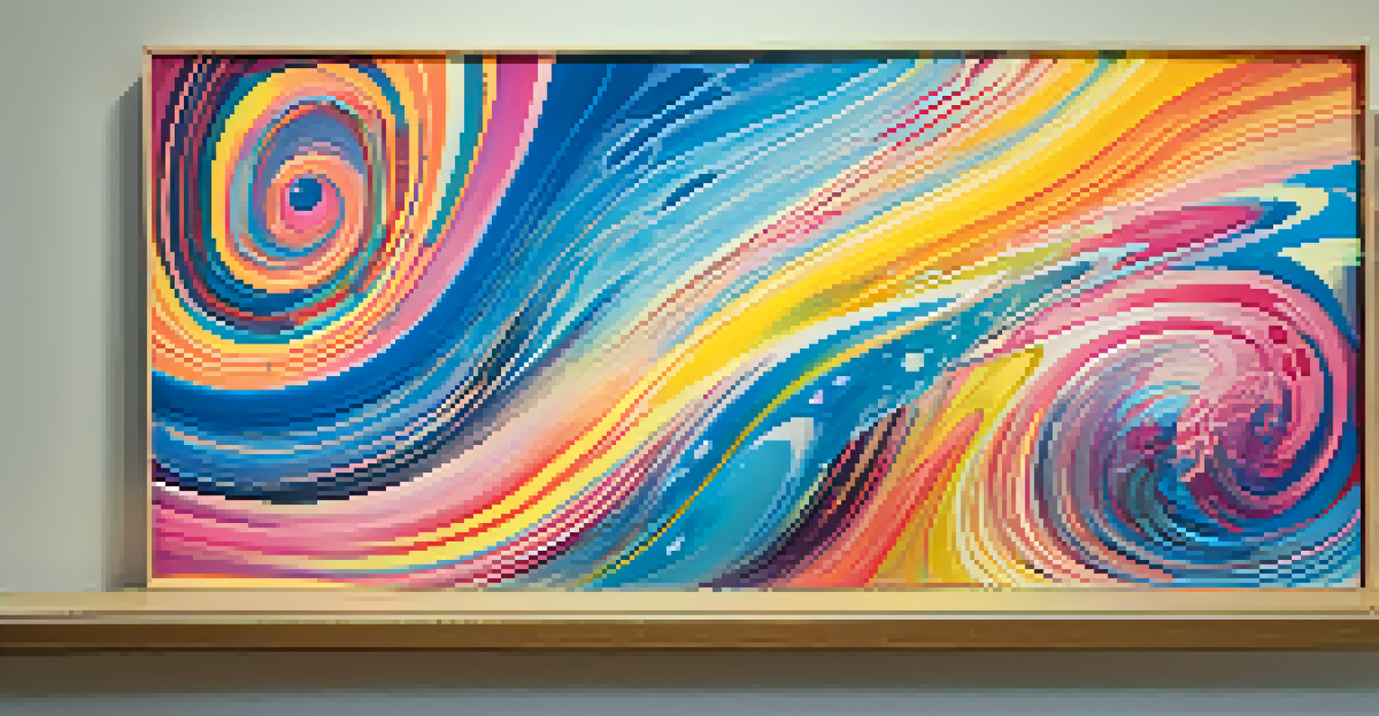 An abstract colorful representation of a psychedelic experience with swirling shapes and bright colors, symbolizing transformation and healing.