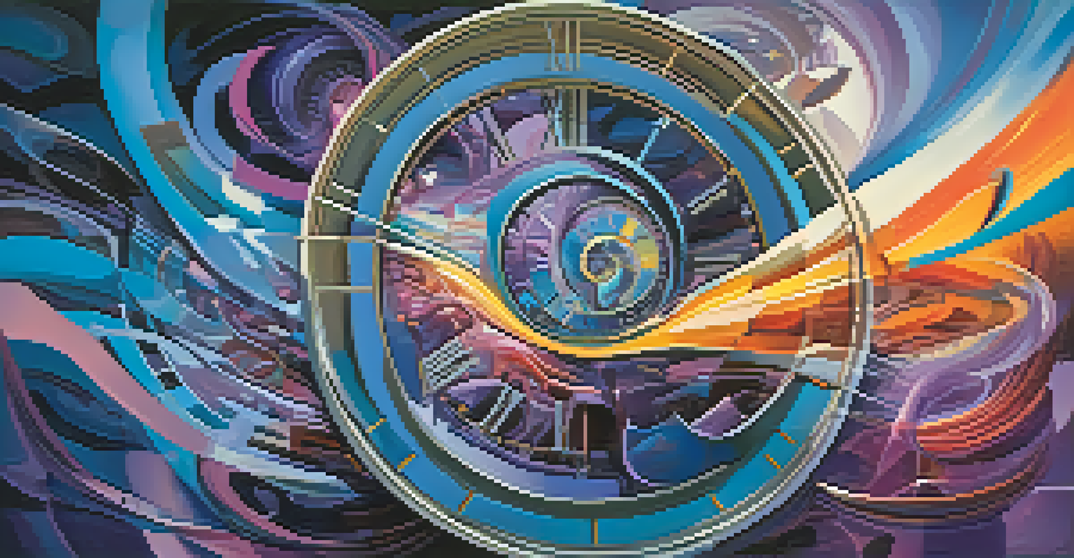 An abstract image of a distorted clock surrounded by swirling colors, representing the concept of time perception.