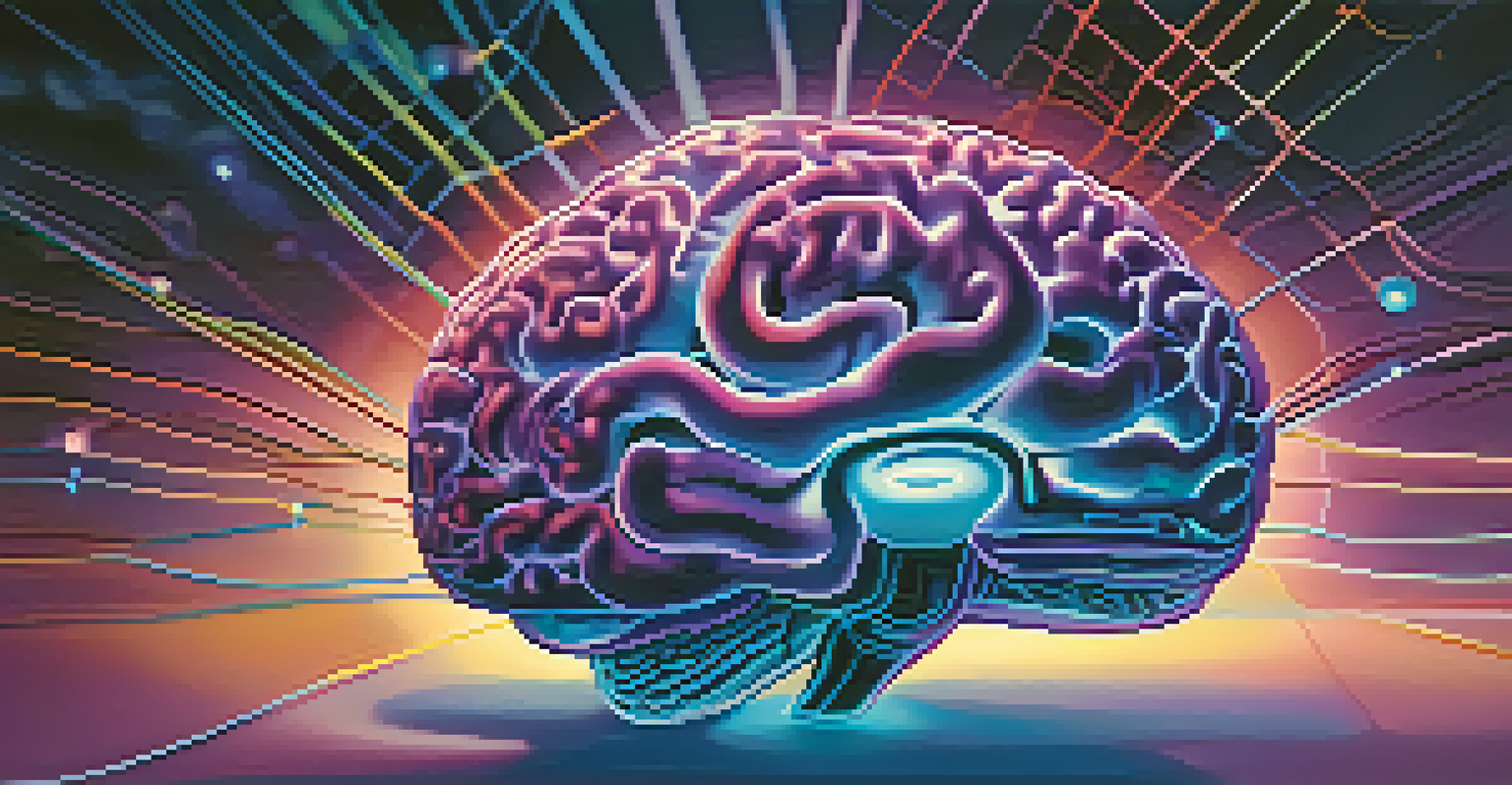 An abstract image of a brain with illuminated neural pathways against a deep blue and purple background.