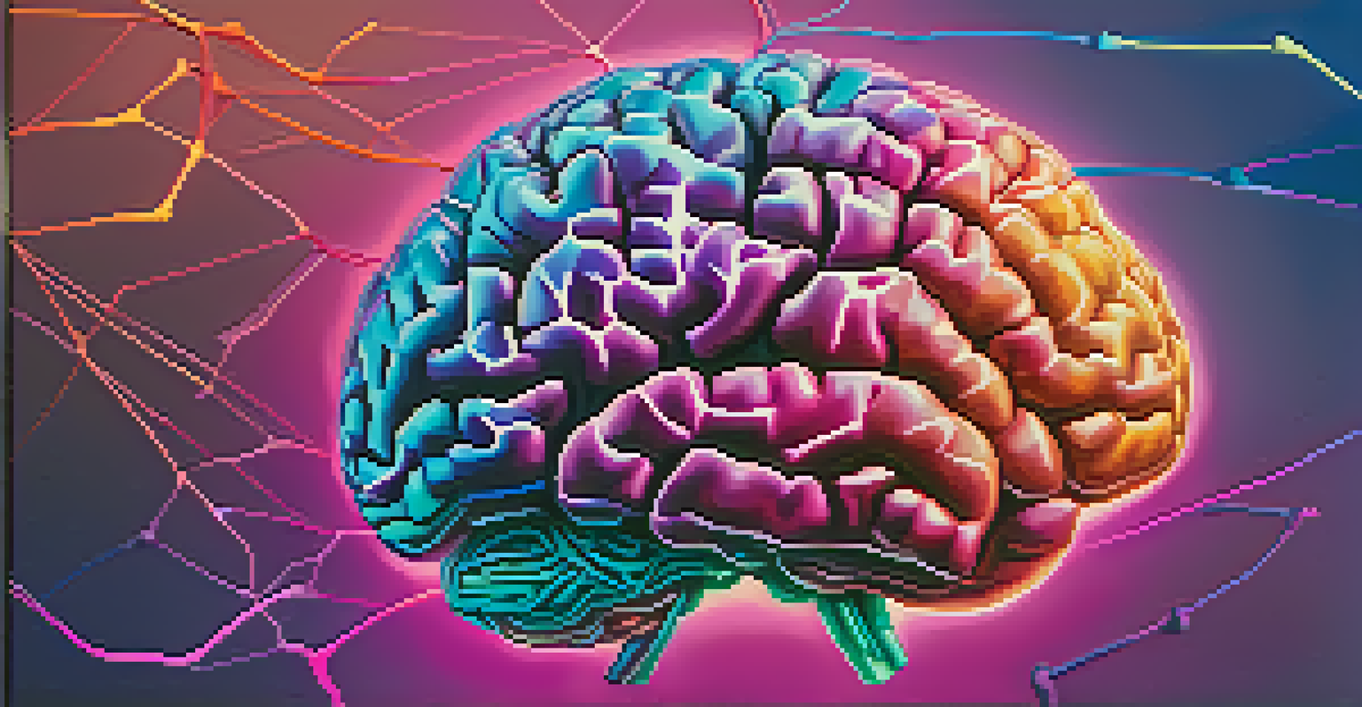An abstract image of a brain with glowing neural connections in vibrant colors.