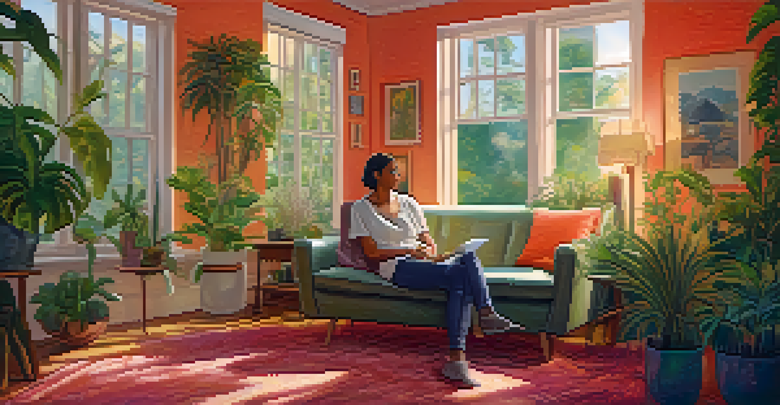 A modern therapy session with a patient and therapist in a cozy room, emphasizing a supportive environment for psychedelic-assisted therapy.