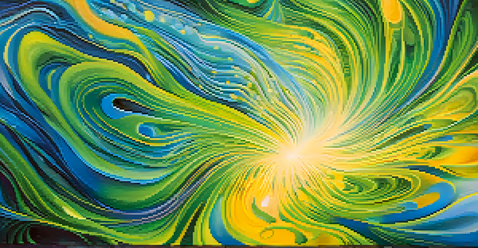 An abstract depiction of a brain with colorful neural pathways, symbolizing thoughts and emotions in motion.