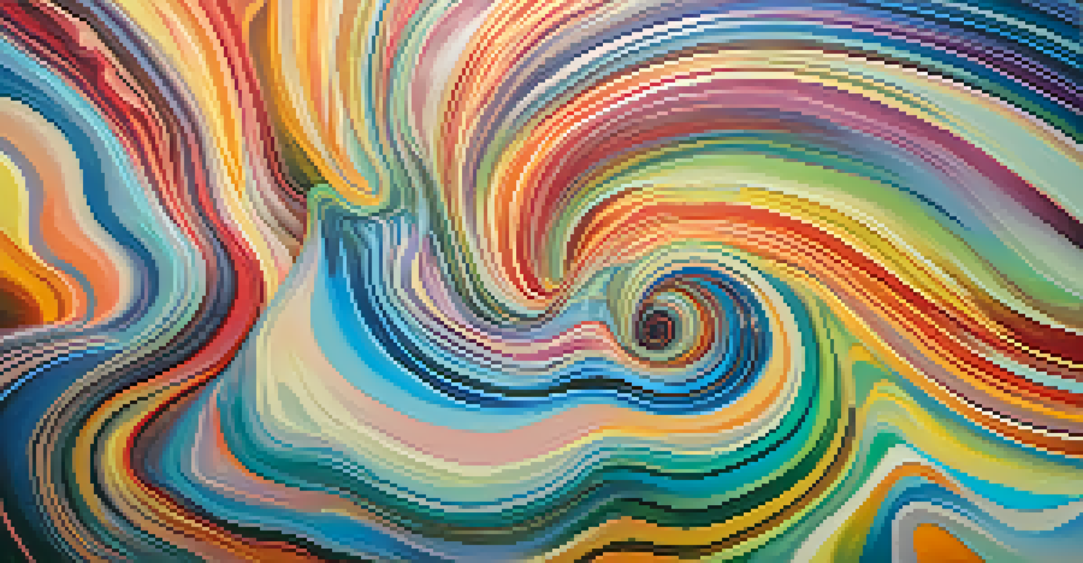 An abstract colorful depiction of a psychedelic experience, symbolizing exploration and emotions.