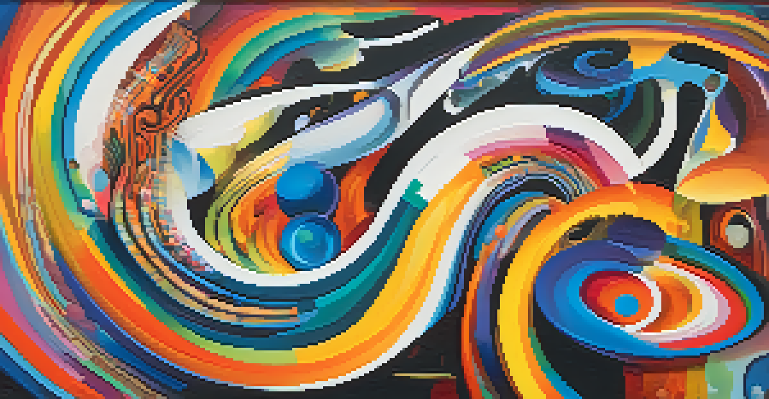 An abstract image showcasing colorful sound waves and patterns representing the connection between hallucinogens and jazz music.
