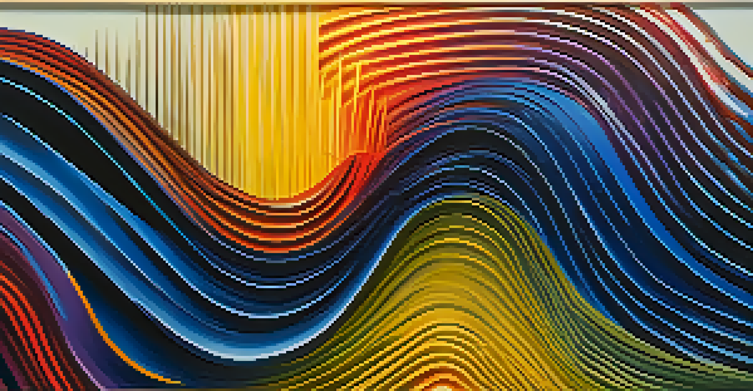 Colorful sound waves and light patterns illustrating the connection between music and emotions.