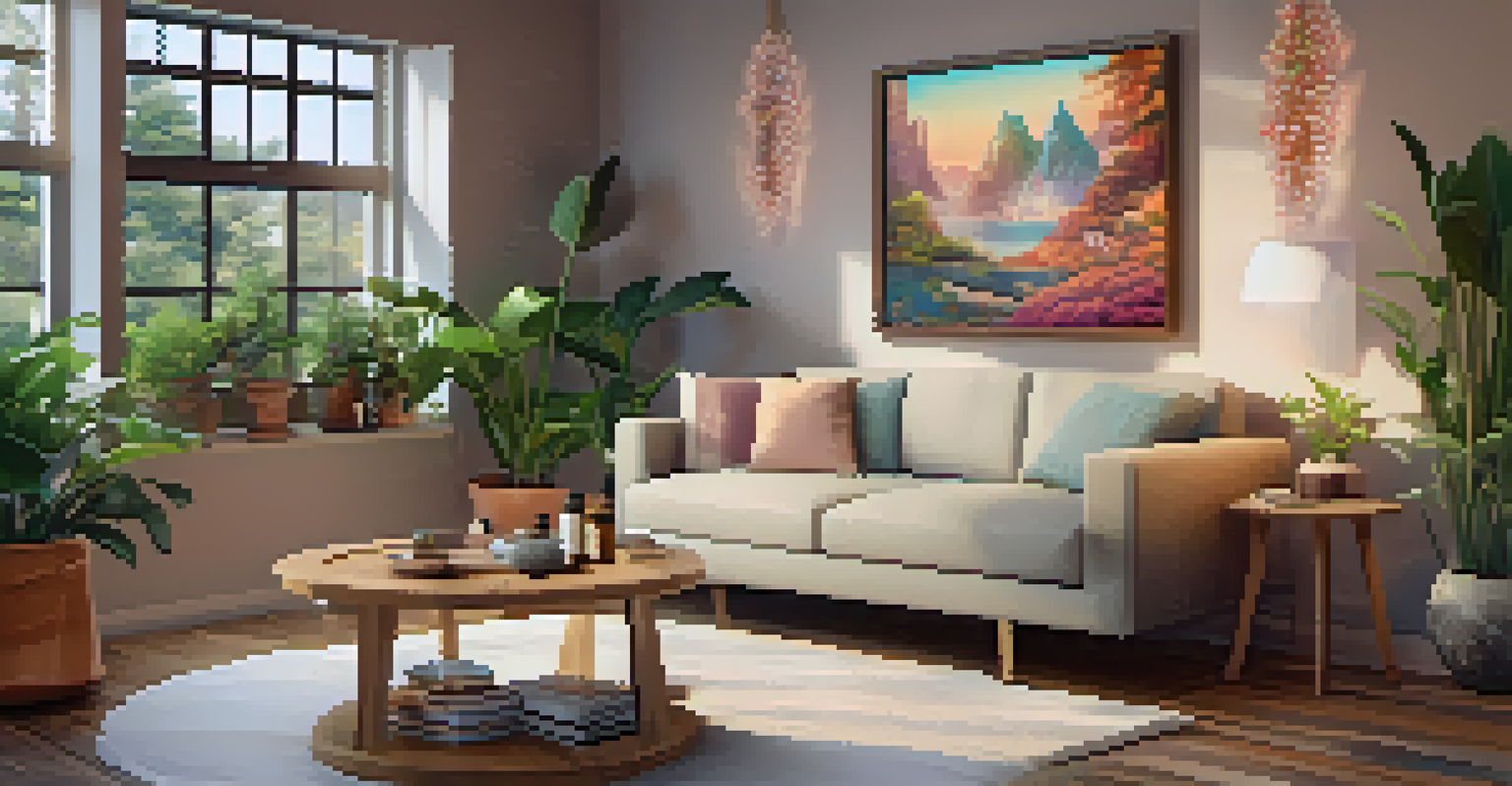 A warm and inviting therapy room with comfortable seating and calming decor for psychedelic sessions.