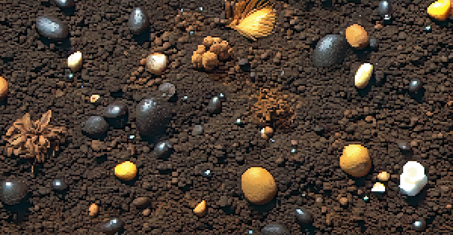 A close-up view of well-draining soil mixed with organic matter, showcasing its texture and moisture retention, with water droplets glistening.
