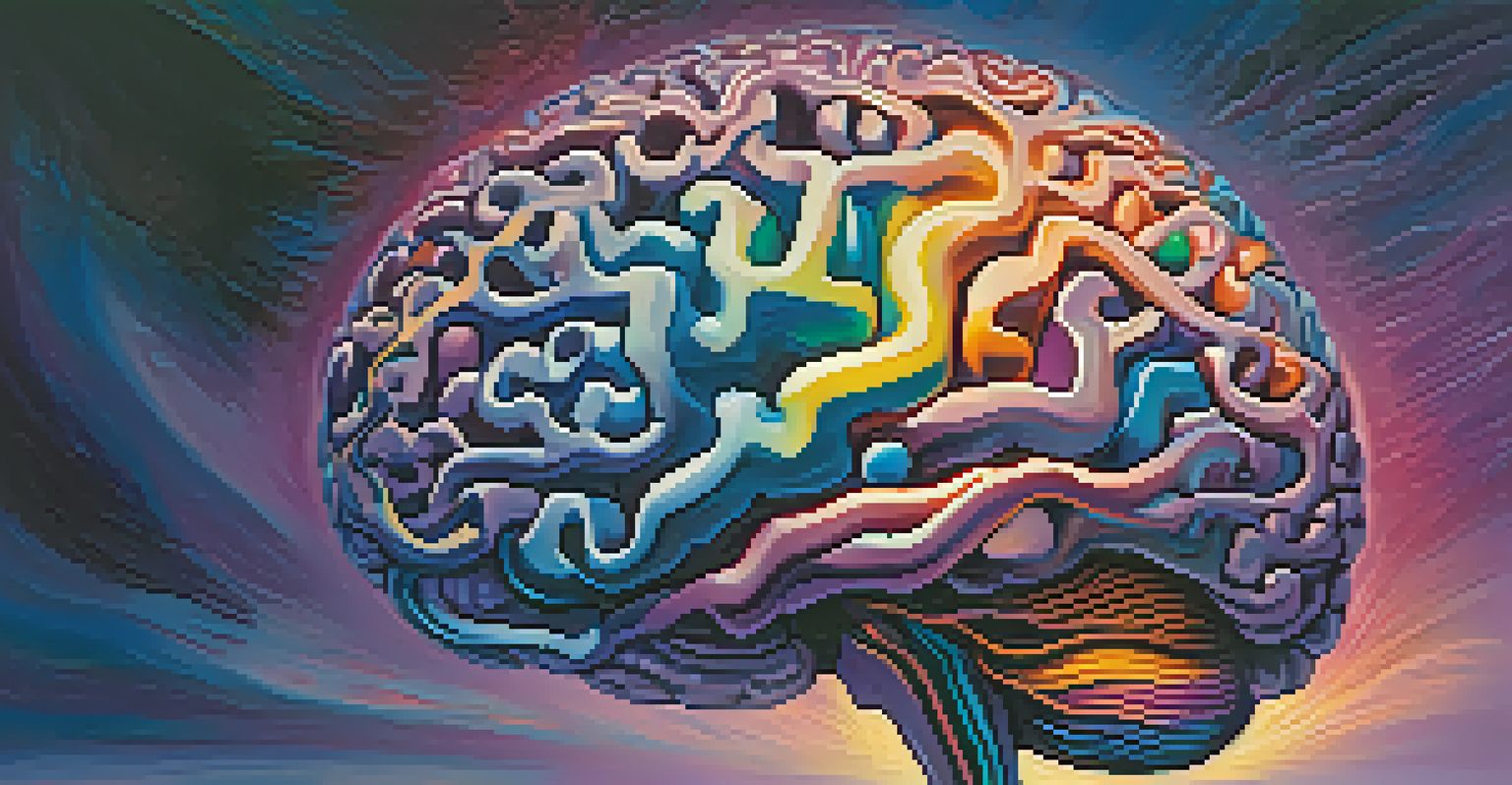 An abstract image of a colorful brain surrounded by patterns of light, representing neuroplasticity.