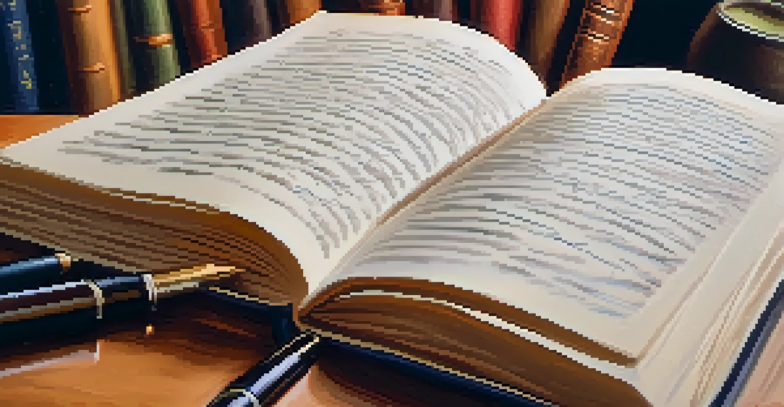 A close-up of a hand writing in a journal with a fountain pen, with a cozy room blurred in the background, suggesting reflection and creativity.