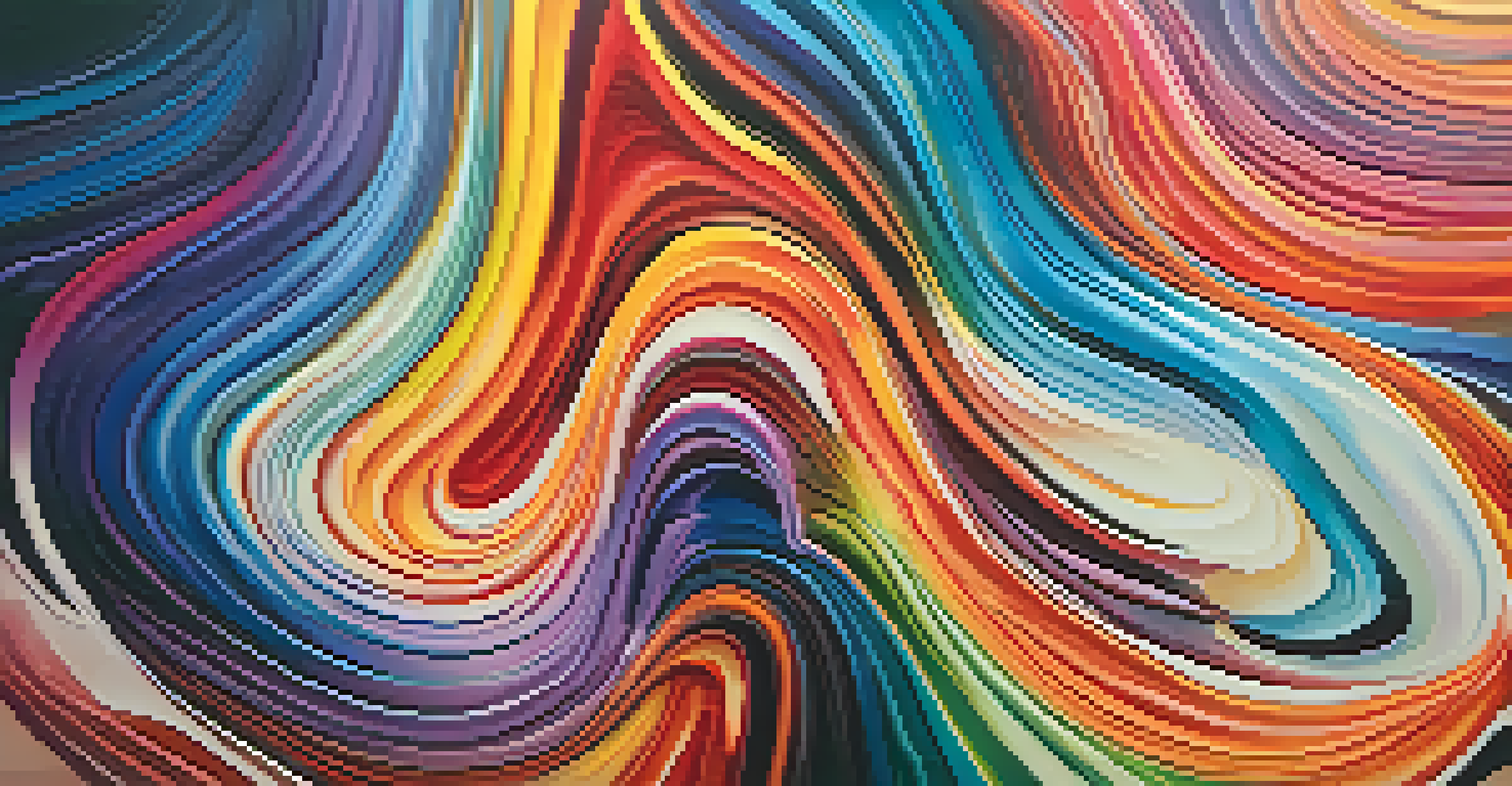 An abstract artwork depicting a flow state, with swirling lines and vibrant colors illustrating creativity and energy.