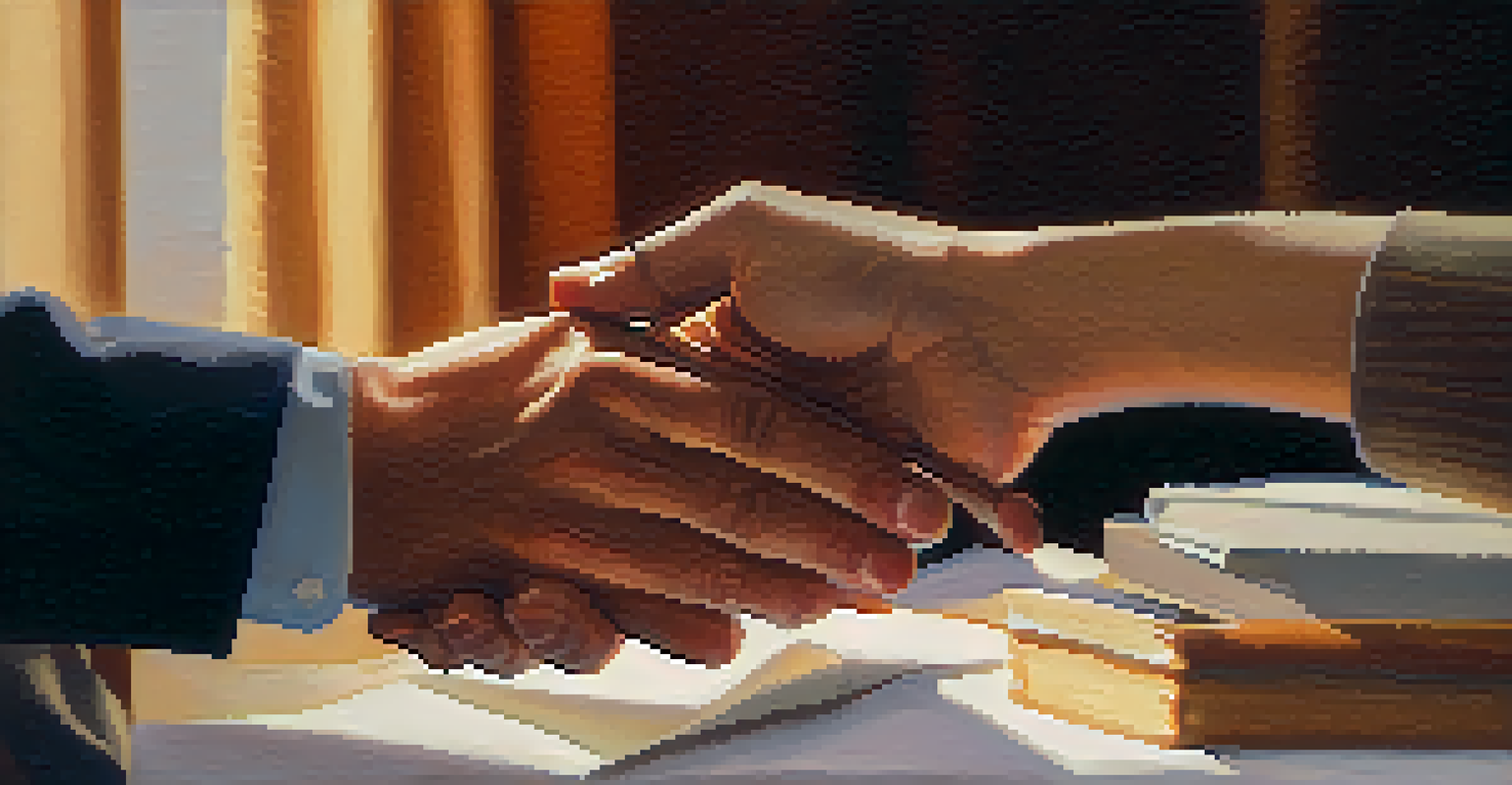 A close-up of a therapist guiding a client's hand in a session.