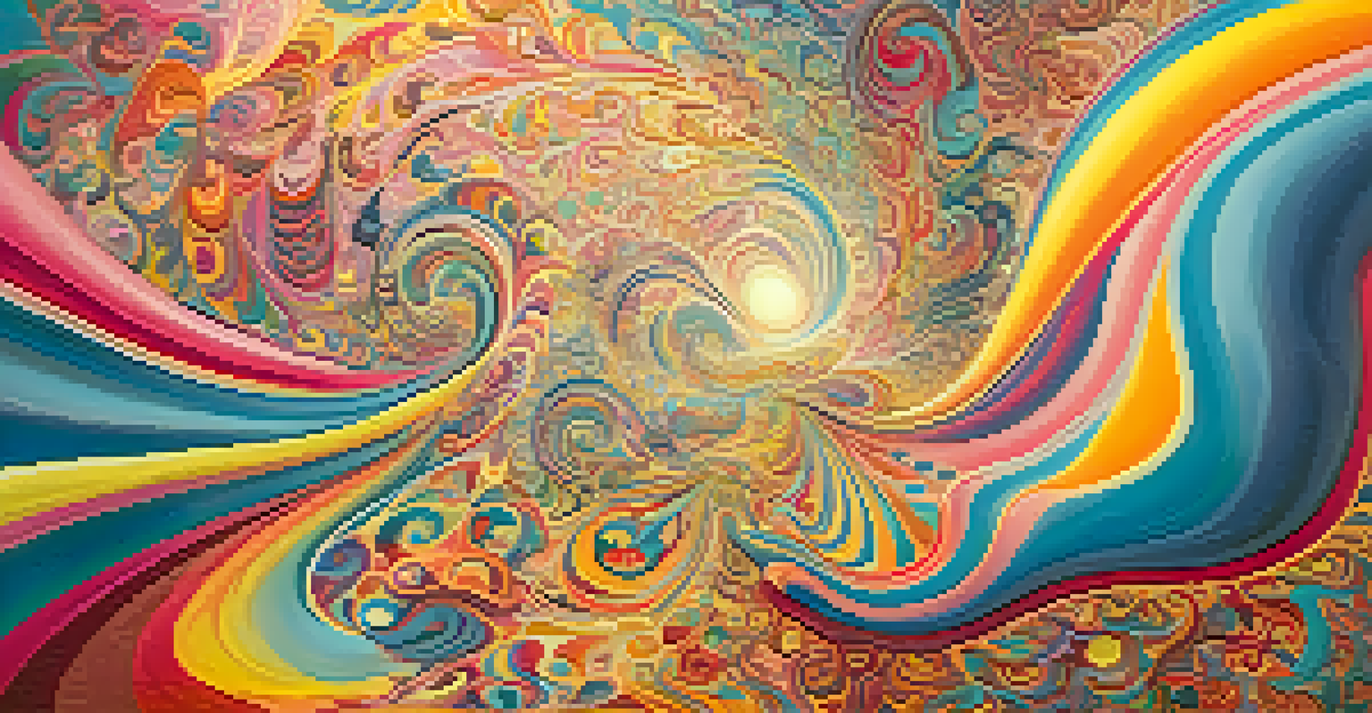 An abstract design with swirling colors and patterns, representing a psychedelic journey.