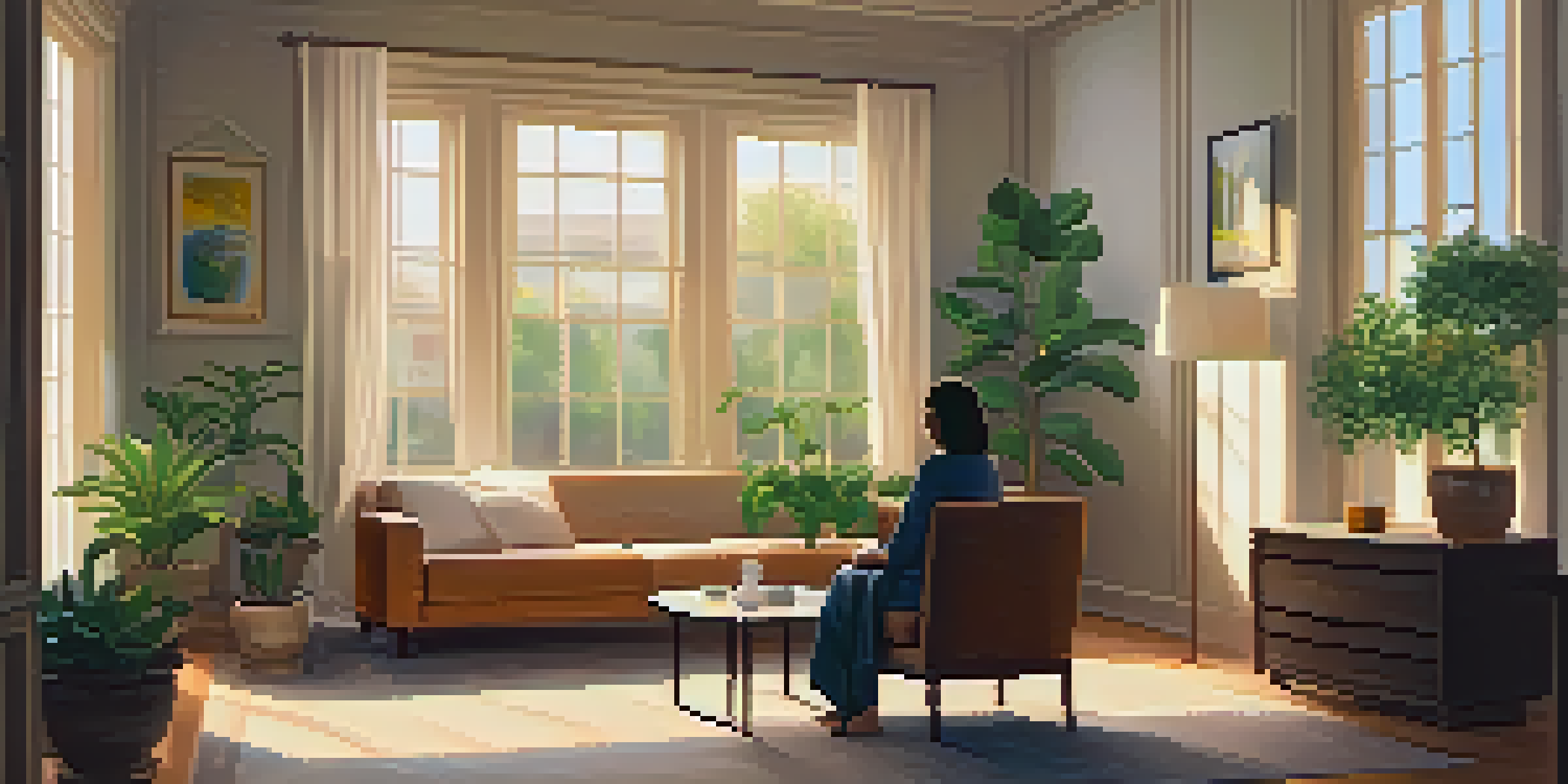 A cozy therapy room with a therapist and a relaxed patient, showcasing a peaceful environment with plants and soft lighting.