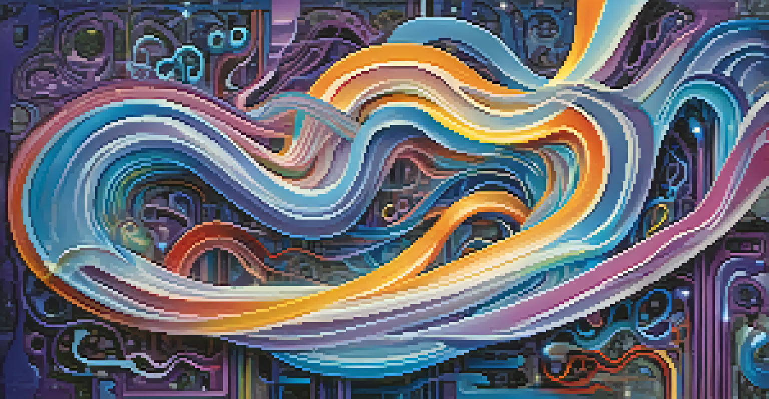 An abstract brain illustration with colorful pathways symbolizing creativity and cognitive flexibility on a soft gradient background.