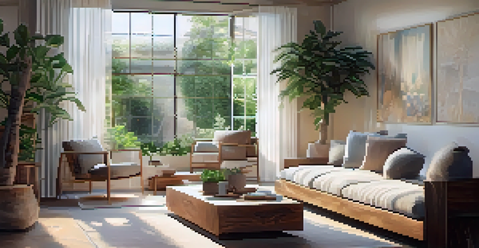 A cozy indoor space filled with cushions, plants, and soft lighting, designed for relaxation.