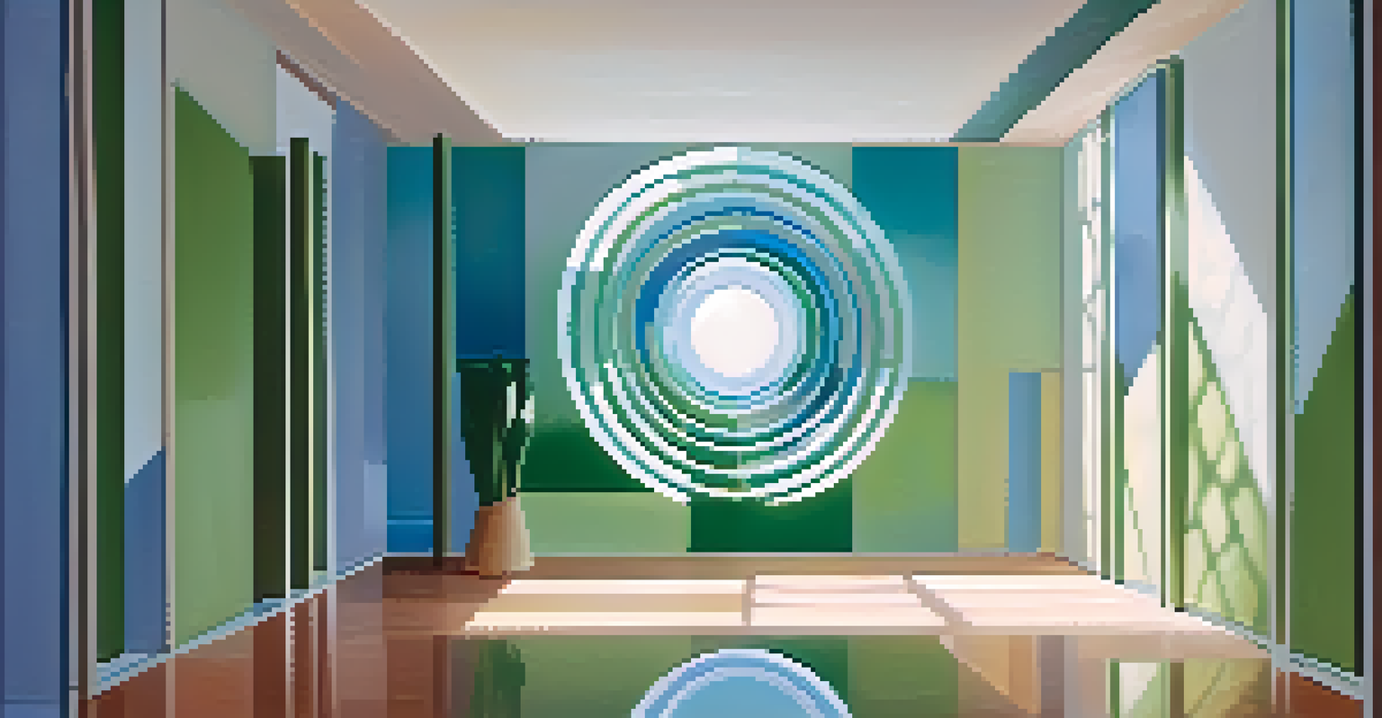 An abstract image depicting interconnected shapes with soft gradients, symbolizing non-dual awareness and unity.