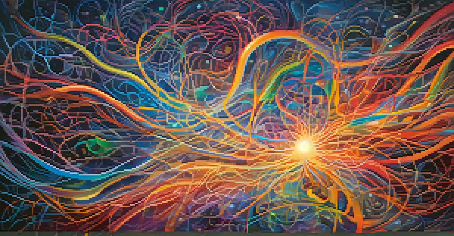 An abstract image depicting neural pathways in bright colors against a dream-like background.