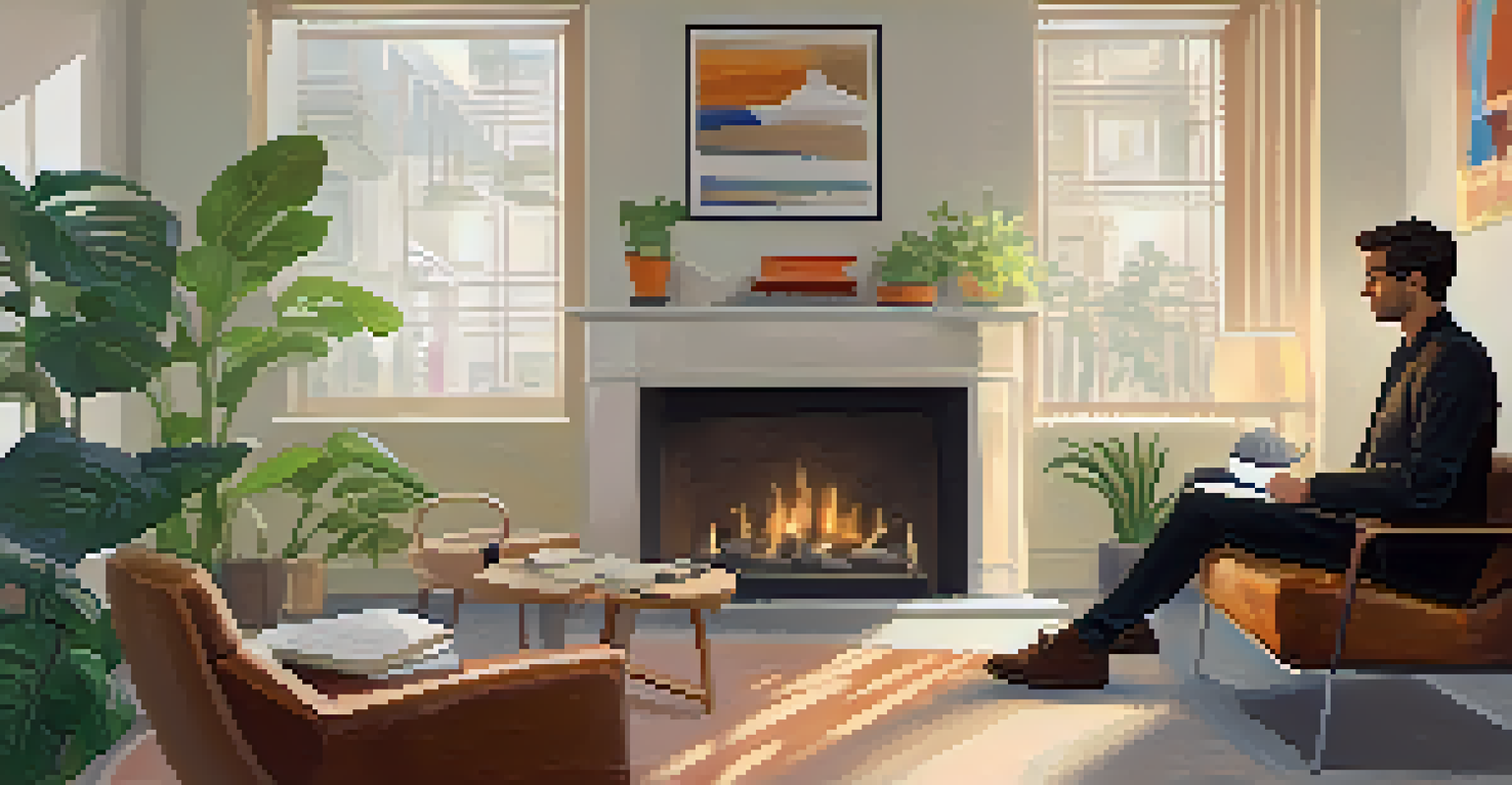 A therapist and client discussing confidentiality in a well-lit therapy room, surrounded by books and plants.