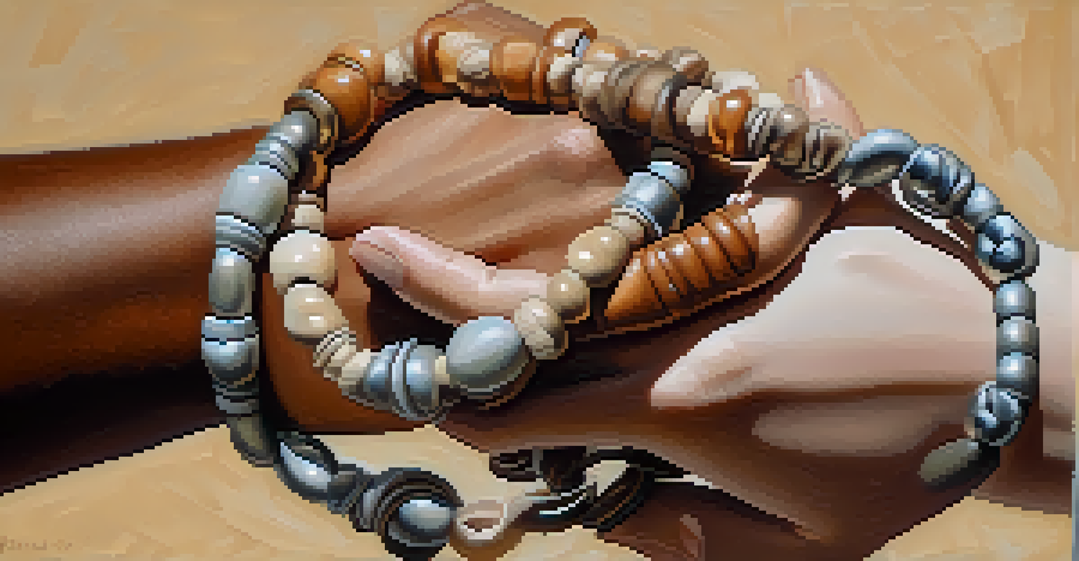 A close-up of diverse hands intertwined, symbolizing trust and connection with gentle lighting enhancing the textures.