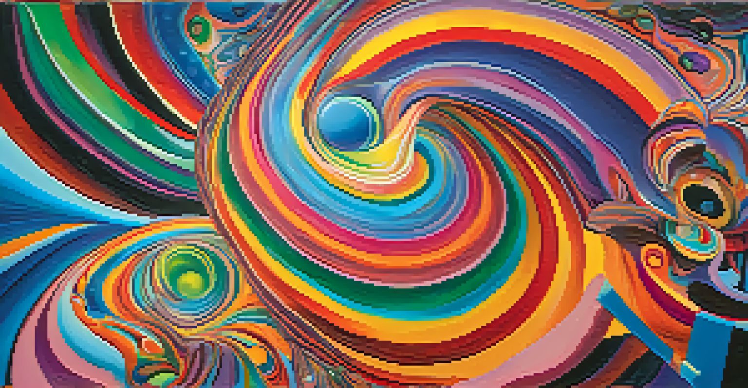 An abstract image illustrating a psychedelic experience with vibrant colors and swirling patterns, symbolizing exploration.