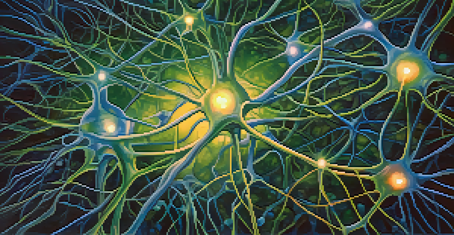 A detailed close-up of a brain with glowing neurotransmitters, set against a gradient background.