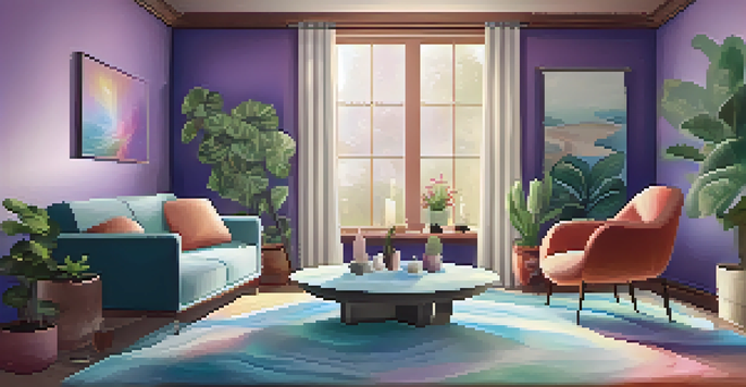 A peaceful therapy room with soft lighting, comfortable seating, and calming decor, designed for a therapeutic setting.