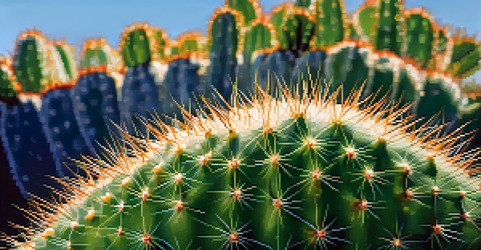 A close-up of a San Pedro cactus, highlighting its textures and vibrant color against a blurred Andean landscape.