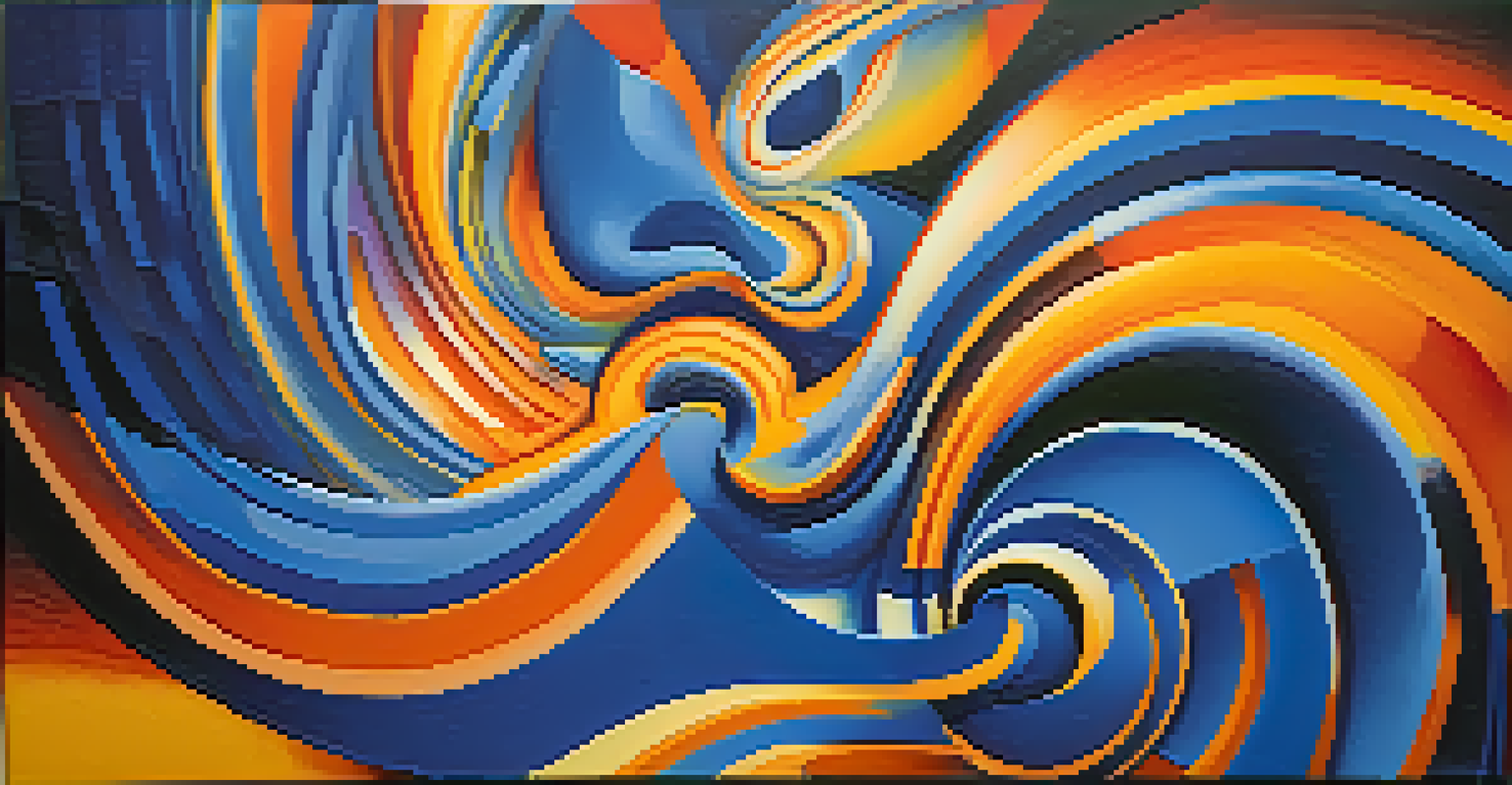An abstract image with swirling geometric patterns in vibrant colors representing altered perception.