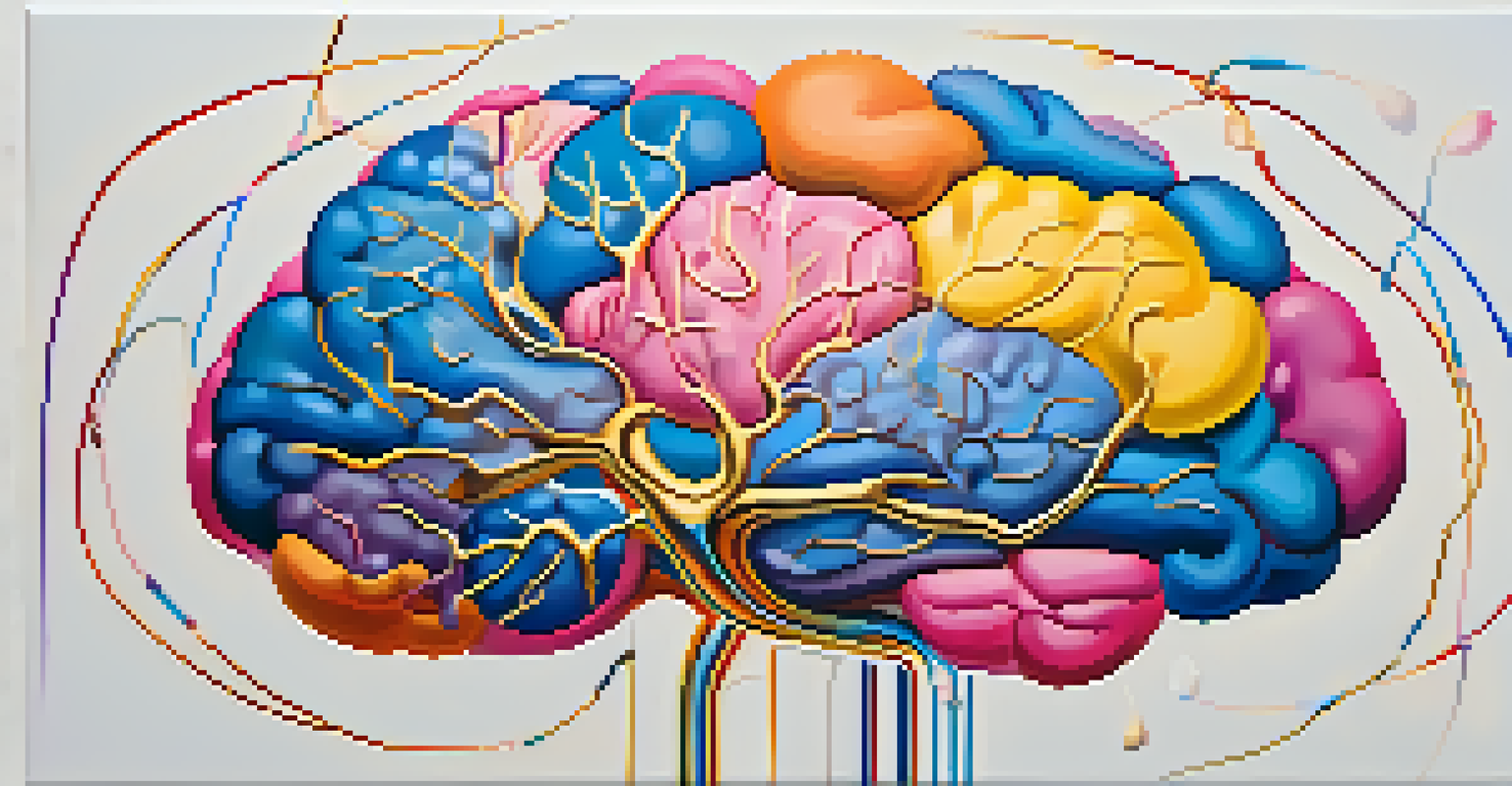 An abstract representation of a brain with vibrant colors showcasing neural connections related to empathy.