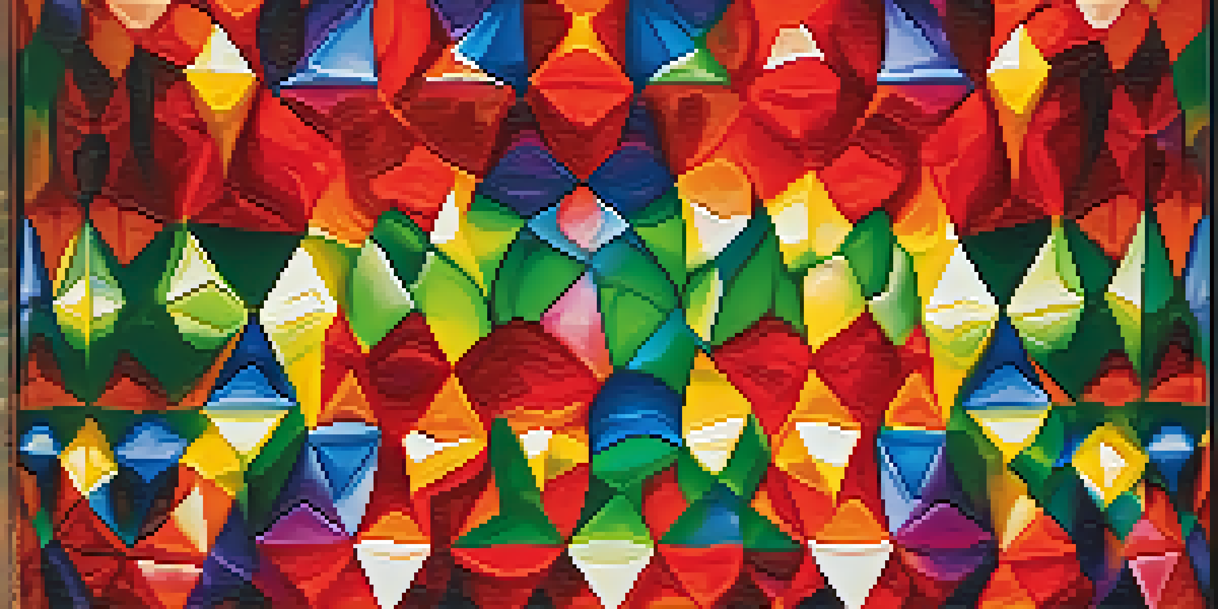 A colorful kaleidoscopic pattern created by light passing through a prism, with a blurred natural background.