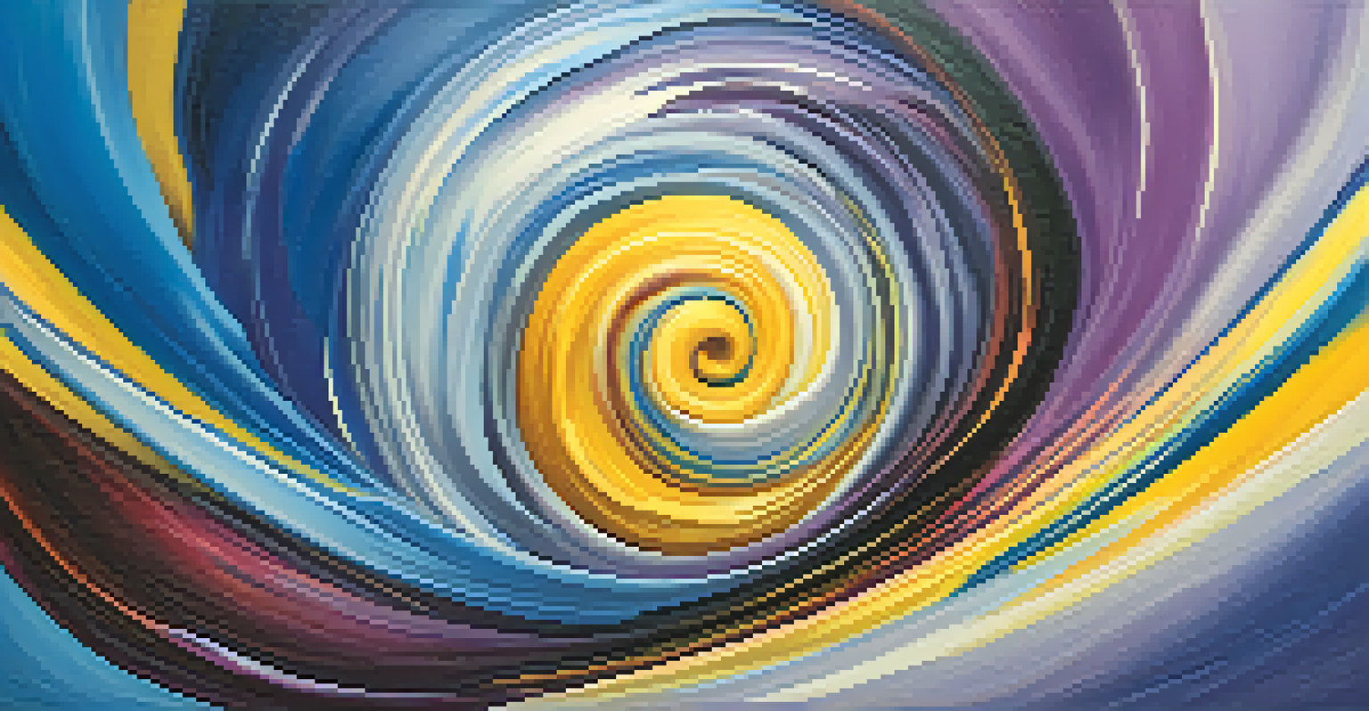 An abstract artwork depicting swirling colors and shapes that convey themes of creativity, healing, and emotional release.