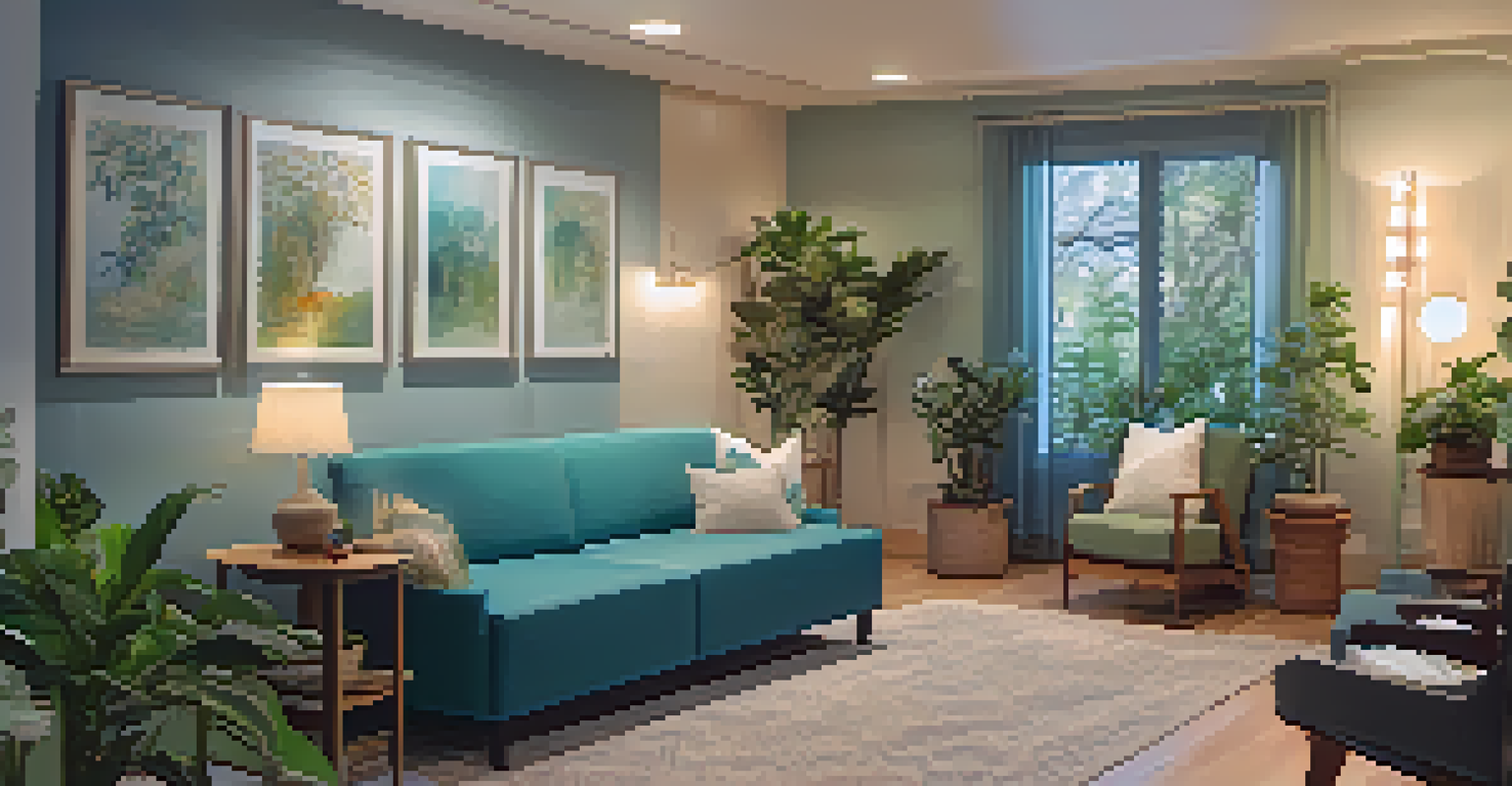 A cozy therapy room with a therapist and a patient engaged in a heartfelt dialogue, surrounded by warm lighting and soft furnishings.