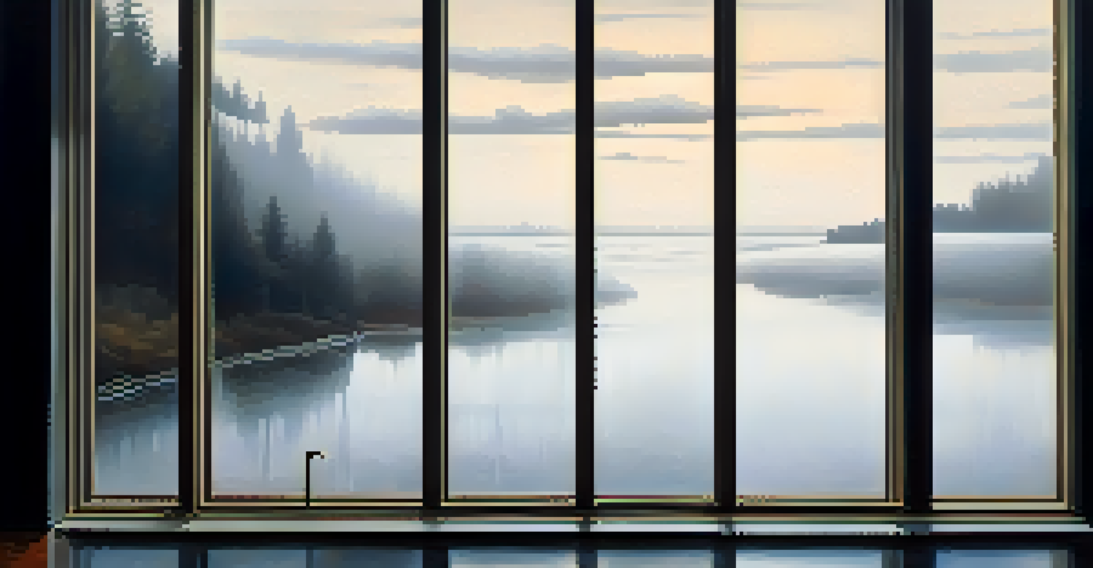 A clear glass window looking out onto a foggy landscape, symbolizing emotional clarity amid confusion.
