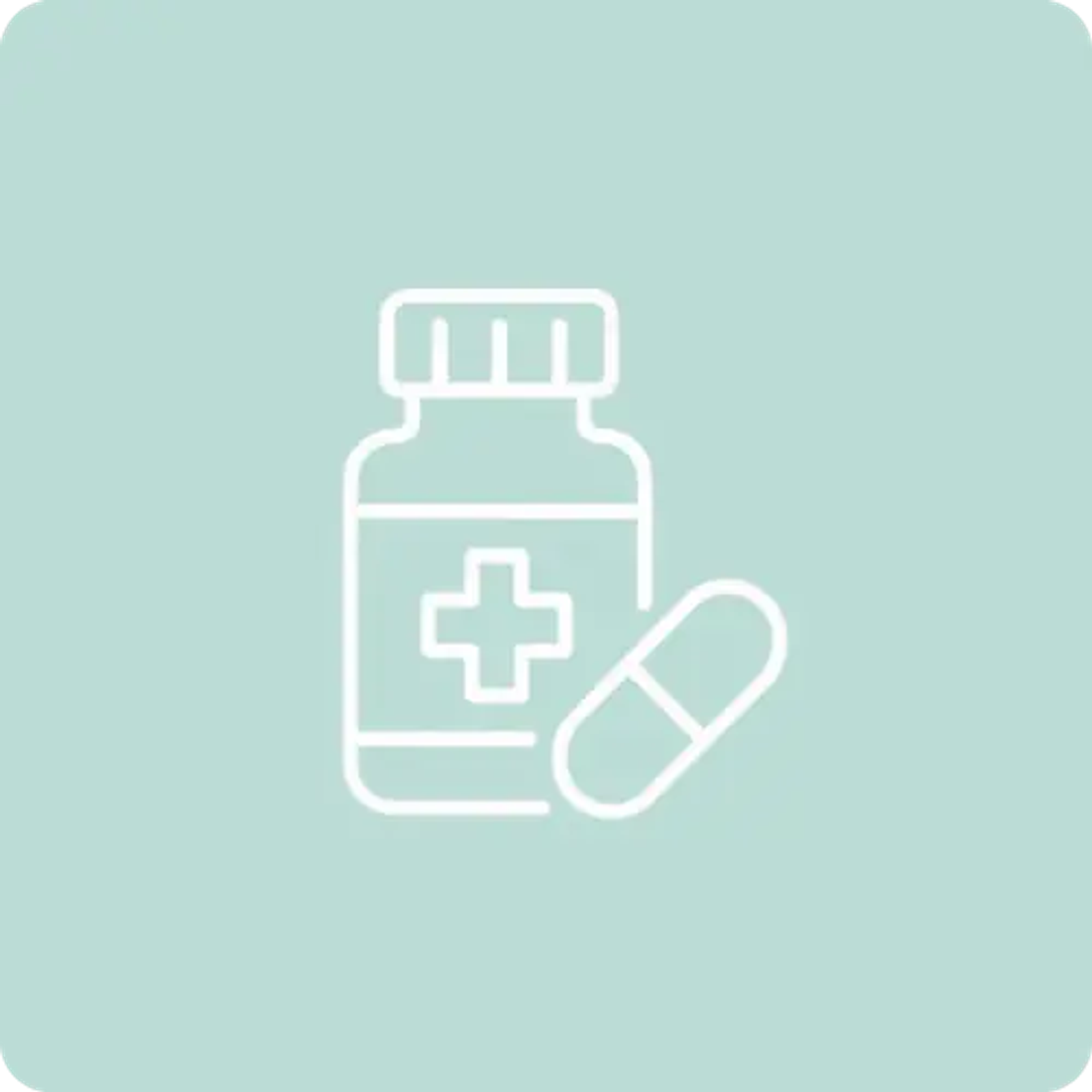 Medicine bottle and capsule icon