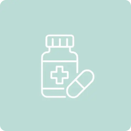 Medicine bottle and capsule icon
