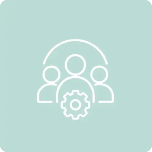 Group of people with a gear icon